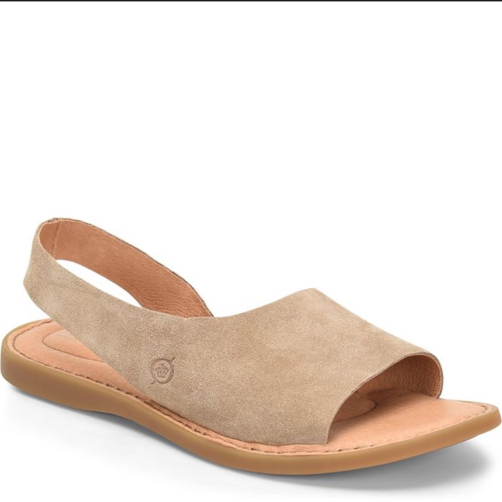 Born Women's Suede Taupe Open-Toe Slingback Sandals